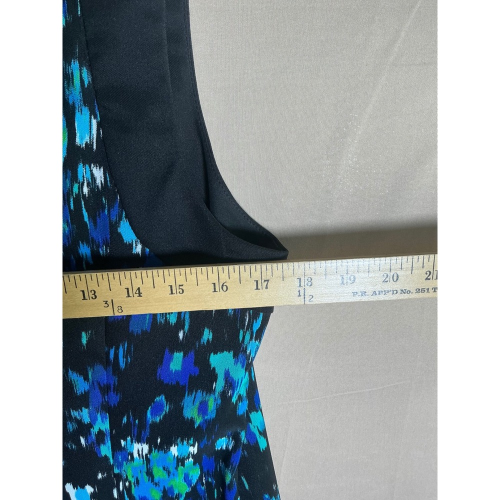 AB Studio Womens Size 12‎ Abstract Blue Green Ikat Print Sleeveless Shift Dress - Picture 8 of 11
